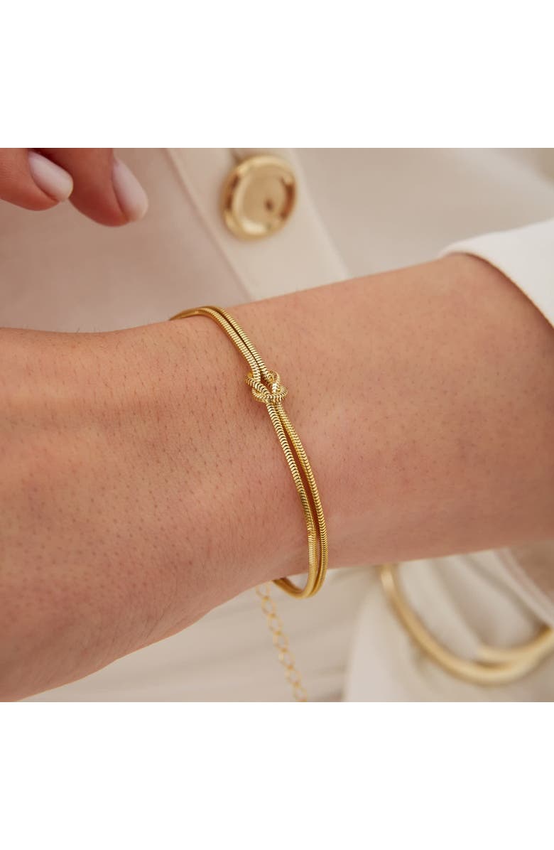 Spero London Sterling Silver Snake Chain Knot Bracelet, Alternate, color, Gold
