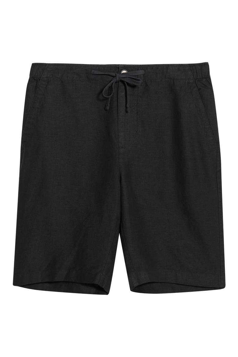 Lightweight Hemp Linen Shorts, Alternate, color, BLACK