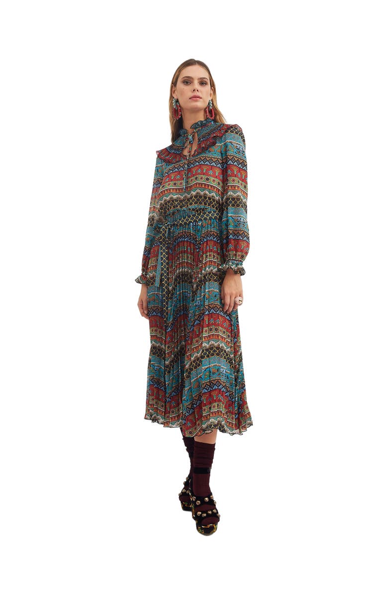 La DoubleJ Nefertiti Midi Dress Giza Placée Turquoise, Main, color, 