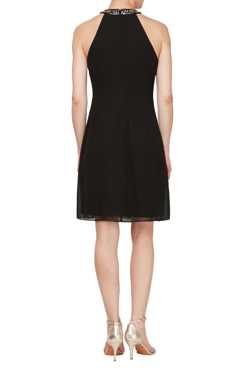 SL FASHIONS Embellished Halter Dress, Alternate, color, Blk