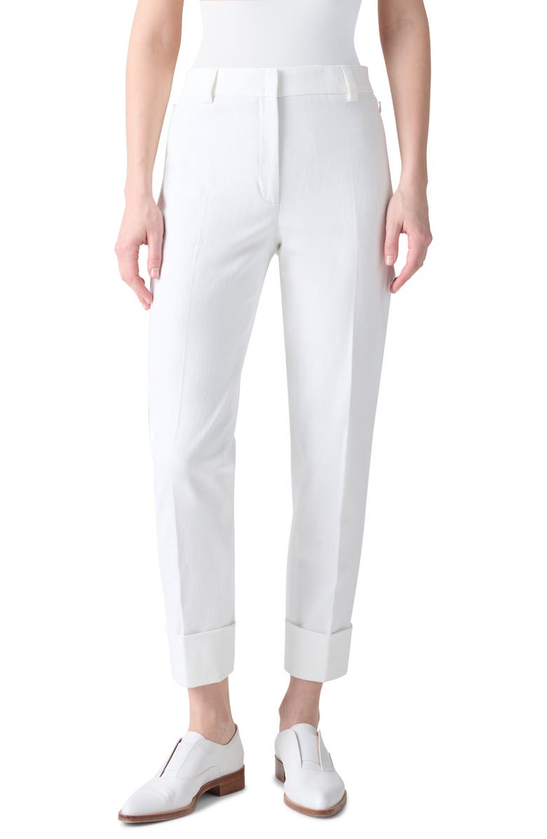 Akris Maxima Cuffed Denim Pants, Main, color, Ecru