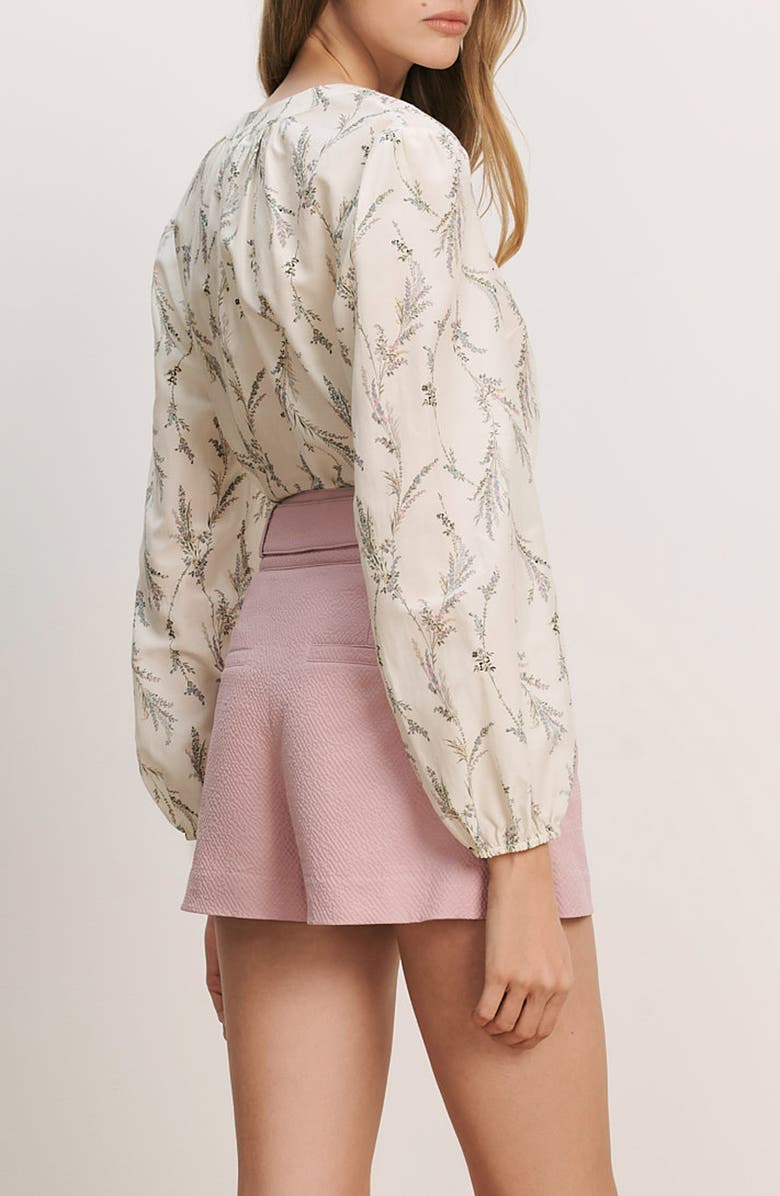 Veronica Beard Emiko Floral Cotton & Silk Button-Up Shirt, Alternate, color, Dove Multi
