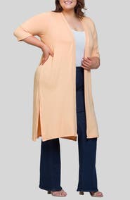 24seven Comfort Apparel Open Front Knee Length Jacket