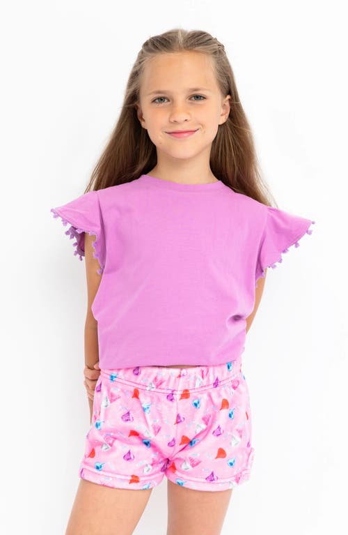 Preppy Goose Chocolate Kisses Plush Lounge Shorts in Orchid at Nordstrom, Size 14-16