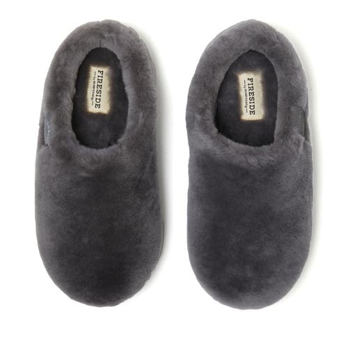Dearfoams Fireside By Women's Maryboro Genuine Shearling Platform Clog Slipper In Grey