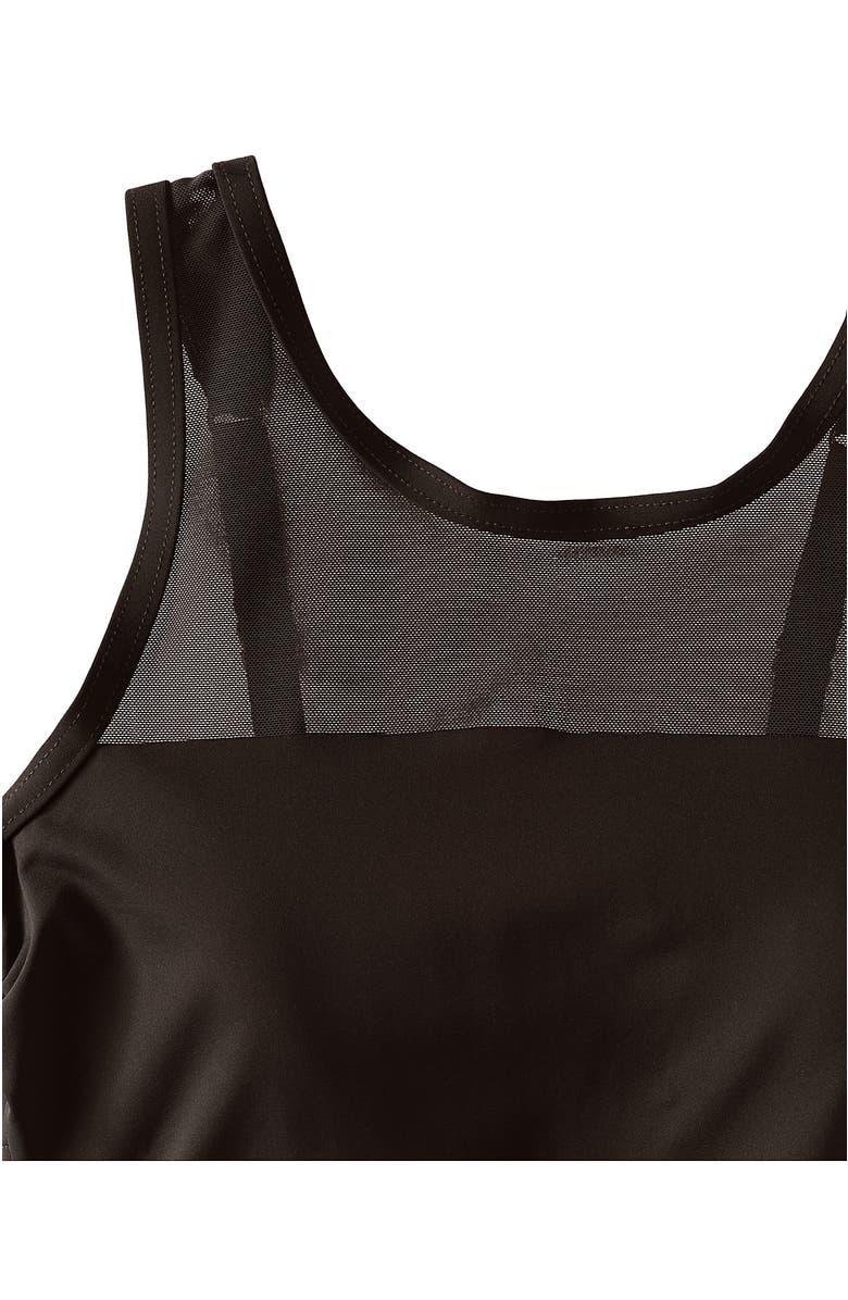 Lands' End Chlorine Resistant Smoothing Control Mesh High Neck One Piece Swimsuit, Alternate, color, Rich Coffee