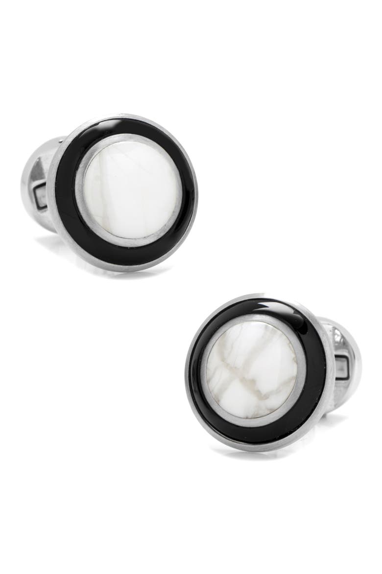 Jade & Onyx Cuff Links, Main, color, WHITE