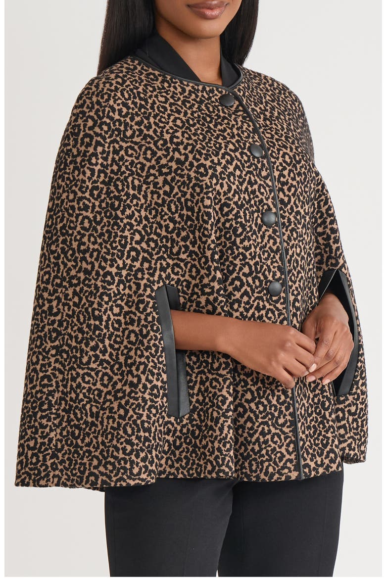 Leopard Print Cape, Alternate, color, DARK CAMEL/ BLACK