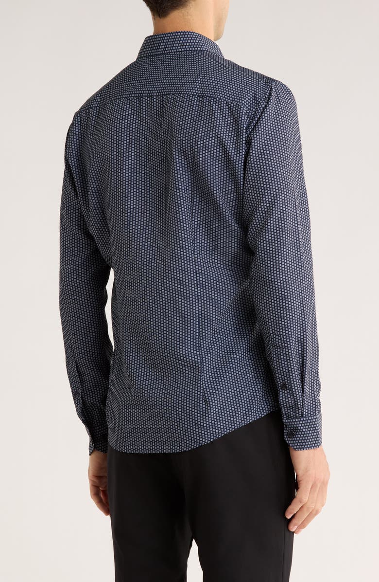 SOUL OF LONDON Dot Stretch Button-Up Shirt, Alternate, color, Navy/ Marine