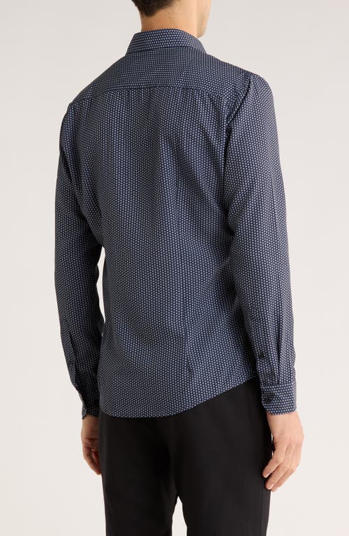 Soul Of London Dot Stretch Button-up Shirt In Blue