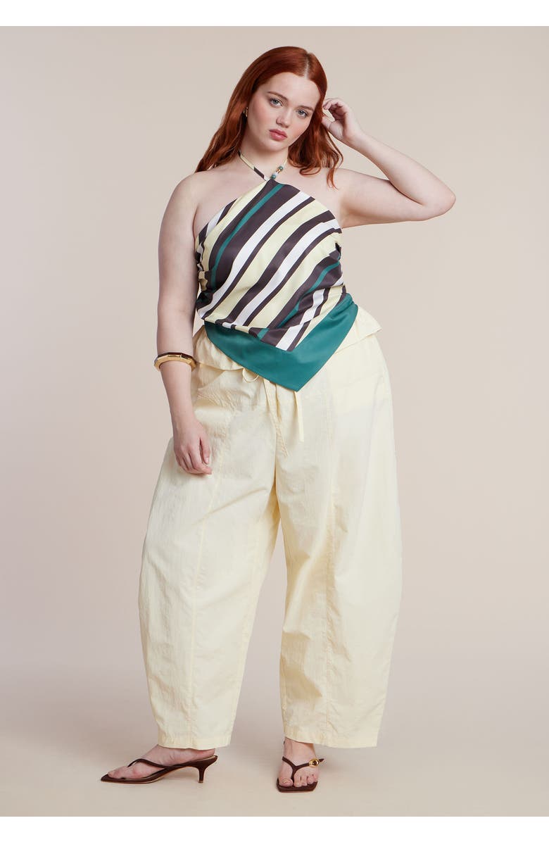 ELOQUII Foldover Tie Waist Pant, Alternate, color, Sunlight Yellow