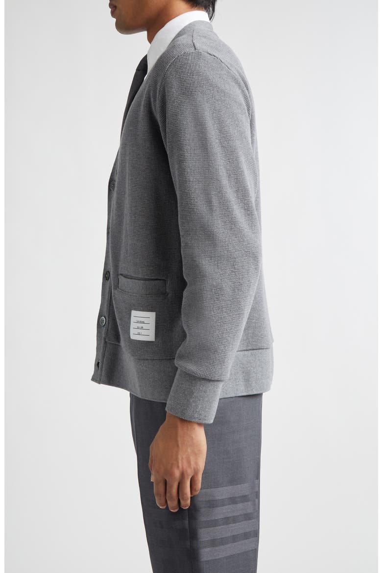 Waffle Knit V-Neck Cardigan, Alternate, color, MED GREY