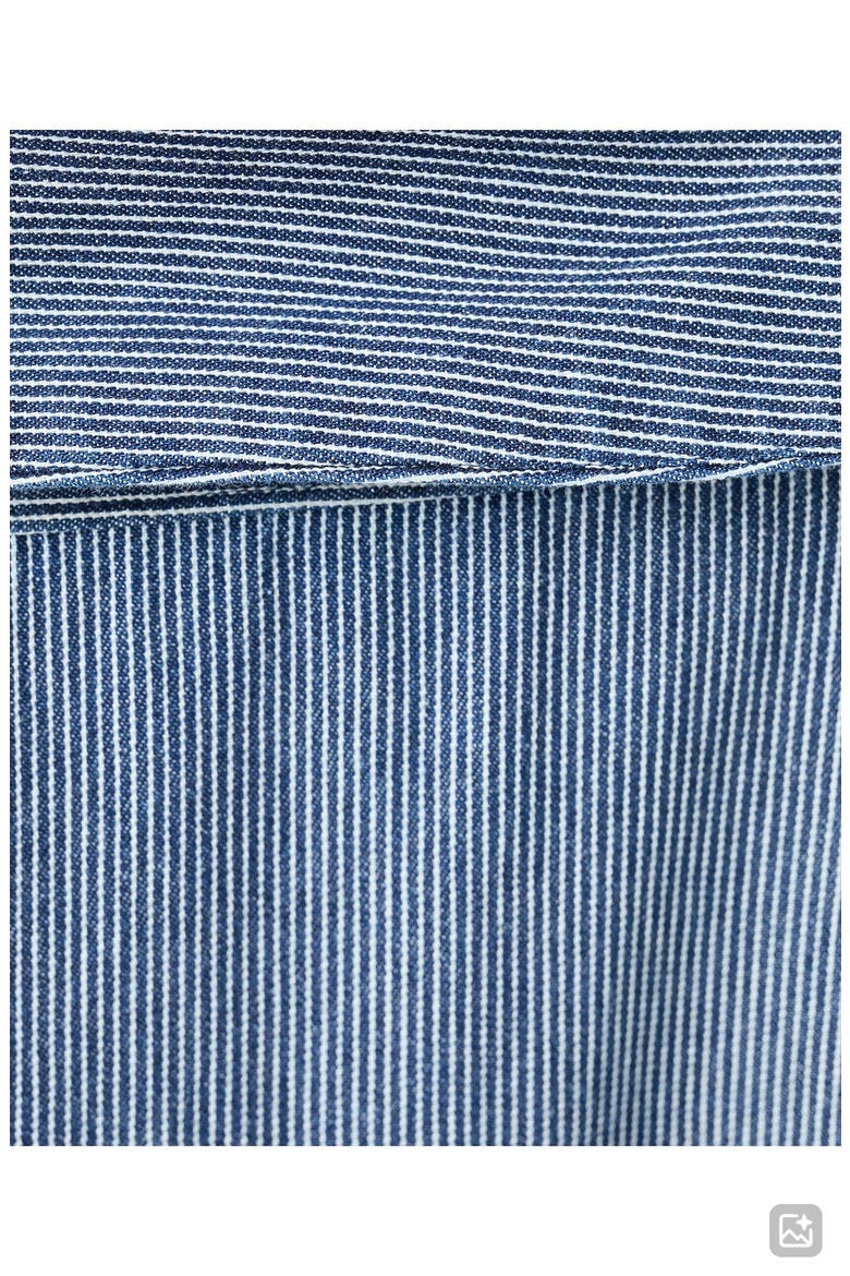 Striped Foldover Cotton Wide Leg Jeans, Alternate, color, DARK BLUE