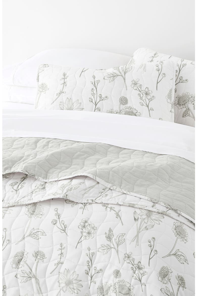 Pattern Reversible Quilt & Sham Set, Alternate, color, LIGHT GRAY