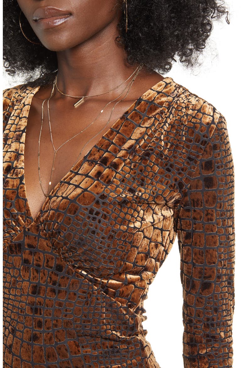 Reptile Burnout V-Neck Top, Alternate, color, BROWN BEAR REPTILE BURNOUT