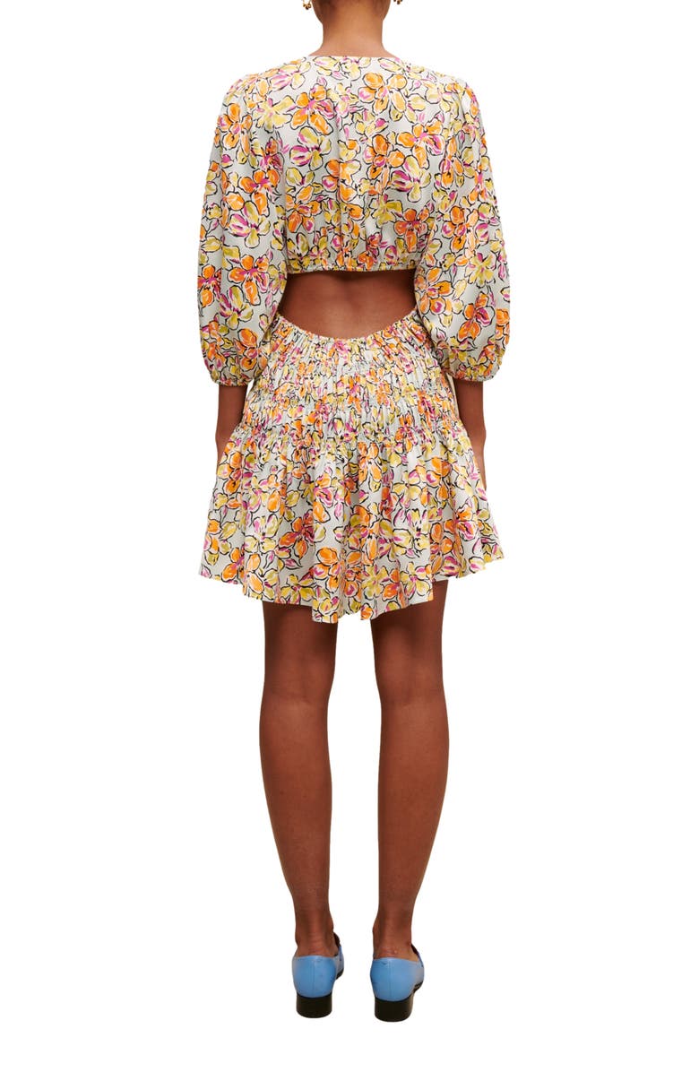 maje Rawai A-Line Minidress, Alternate, color, Imprime Hibiscus Orange/Bleu