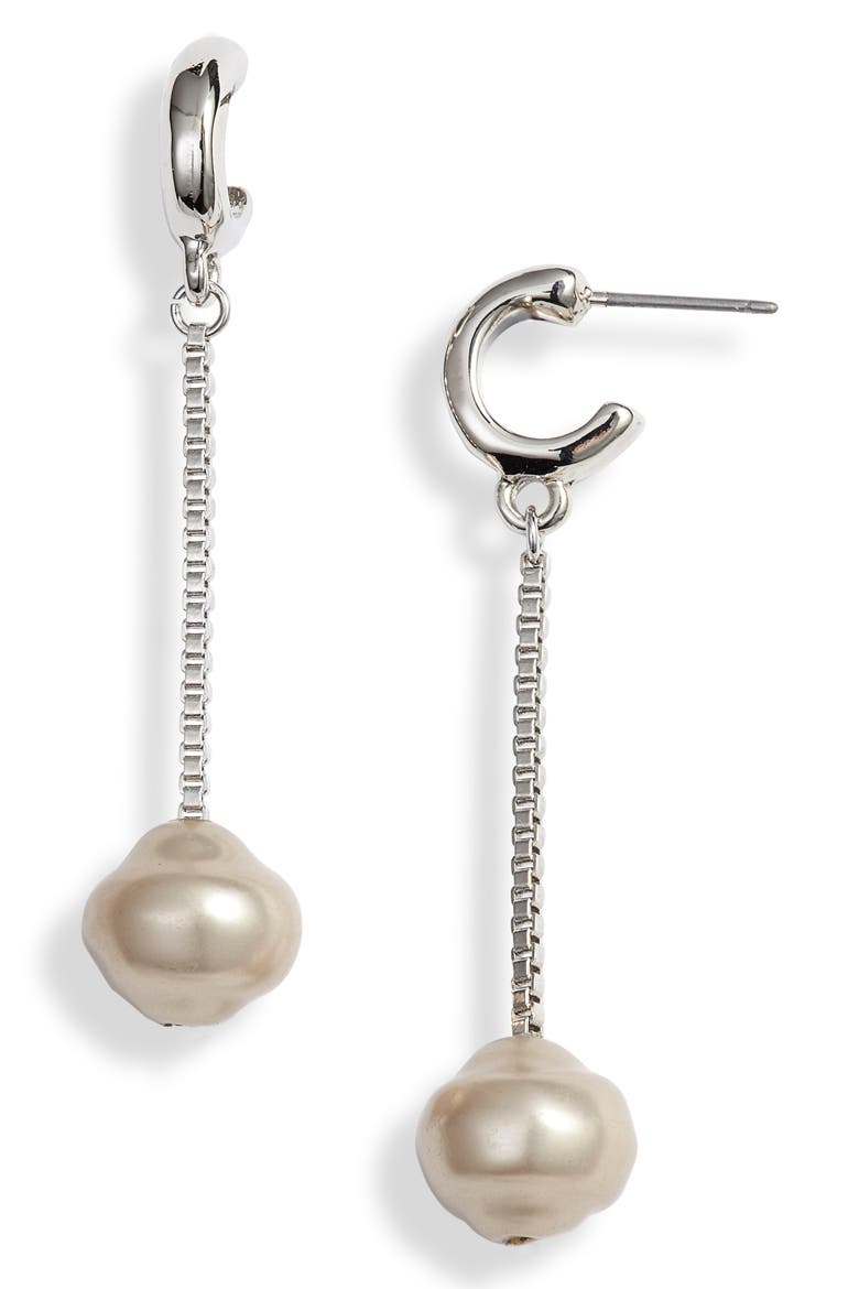Linear Orb Drop Earrings (Nordstrom Exclusive), Main, color, GREY- RHODIUM