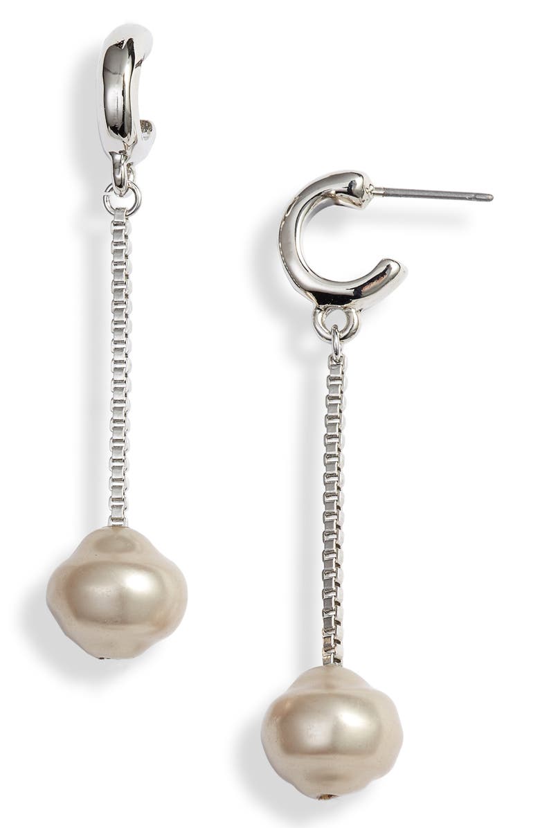 Something Navy Linear Orb Drop Earrings, Main, color, 