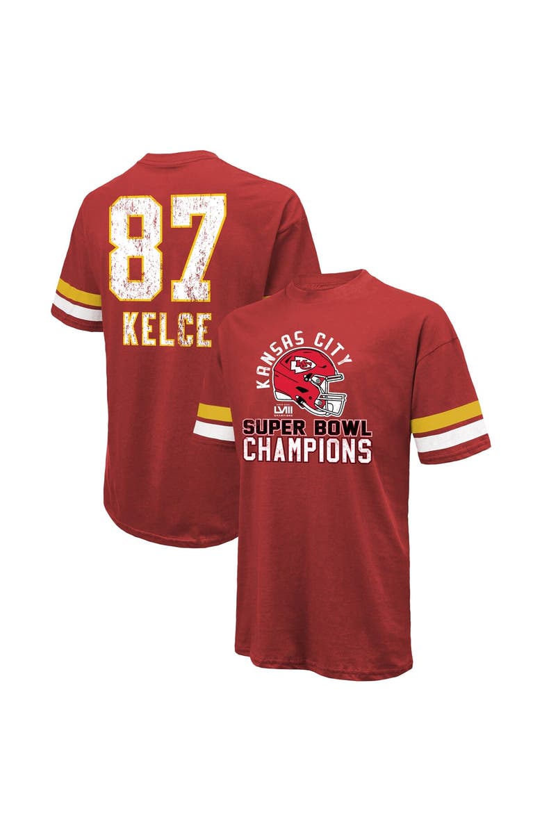 Majestic Threads Men's Majestic Threads Travis Kelce Red Kansas City Chiefs Super Bowl LVIII Name & Number Oversized T-Shirt, Main, color,