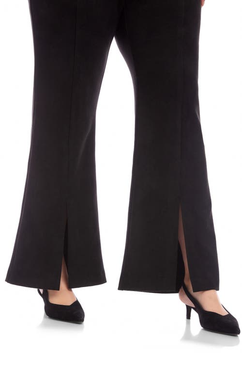 Karen Kane Faux Suede Front Slit Flare Pants In Black
