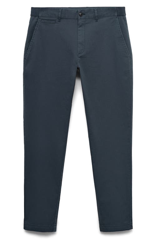 Mango Prato Crop Tapered Stretch Cotton Chinos In Blue
