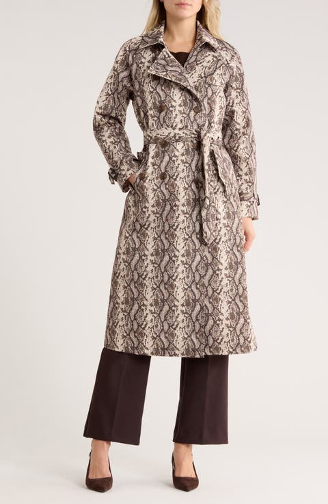 Animal Print Longline Trench Coat
