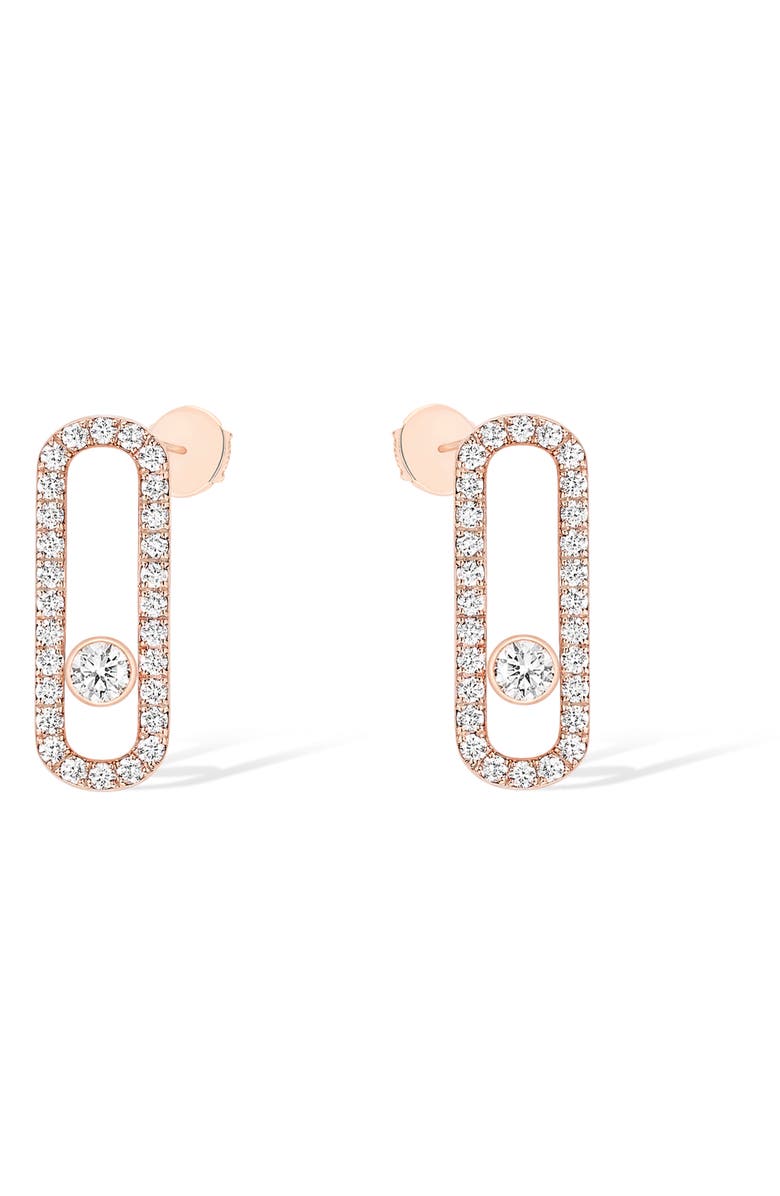 Messika Uno Diamond Pavé Stud Earrings, Main, color, Pink Gold