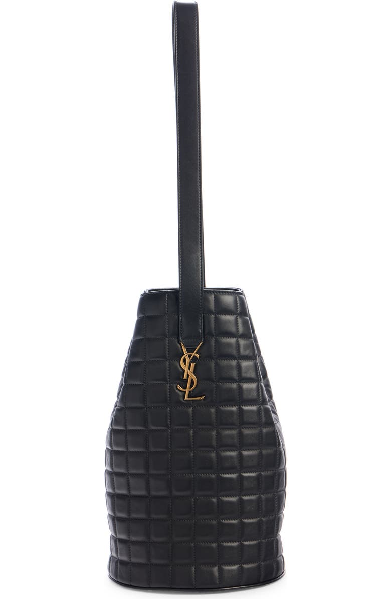 Saint Laurent Medium Quilted Leather Bucket Bag, Main, color,