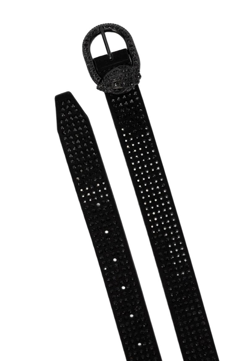 Mayfair Crystal Eagle Suede Belt, Alternate, color, BLACK