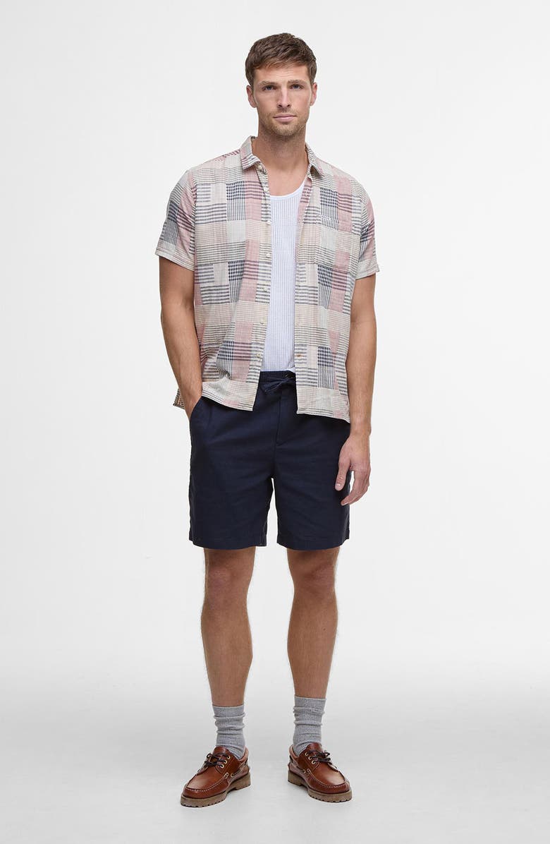 Barbour Oakshore Patchwork Print Short Sleeve Slub Cotton Button-Up Shirt, Alternate, color, 