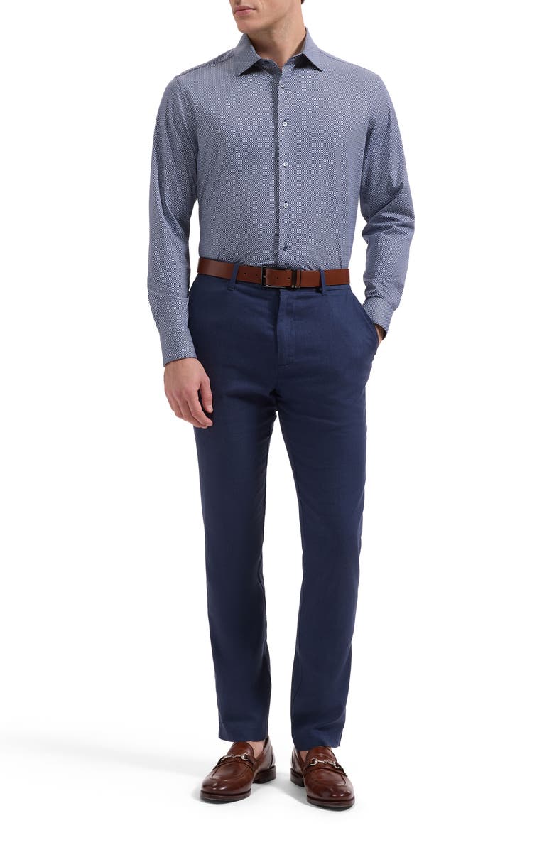 Bugatchi James OoohCotton<sup>®</sup> Geo Print Button-Up Shirt, Alternate, color, Navy