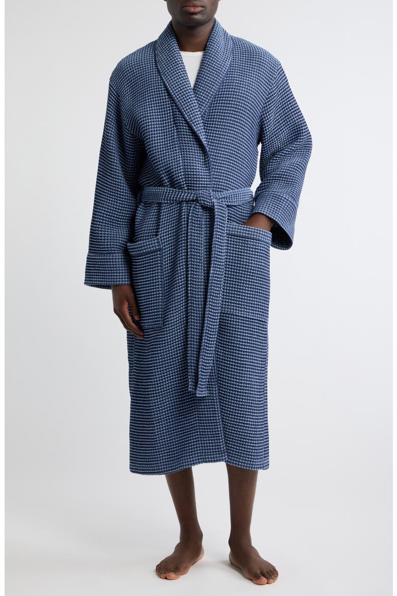Cotton Waffle Robe, Main, color, SPACE NAVY