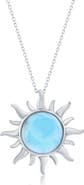 SIMONA Sterling Silver Larimar Sun Pendant Necklace