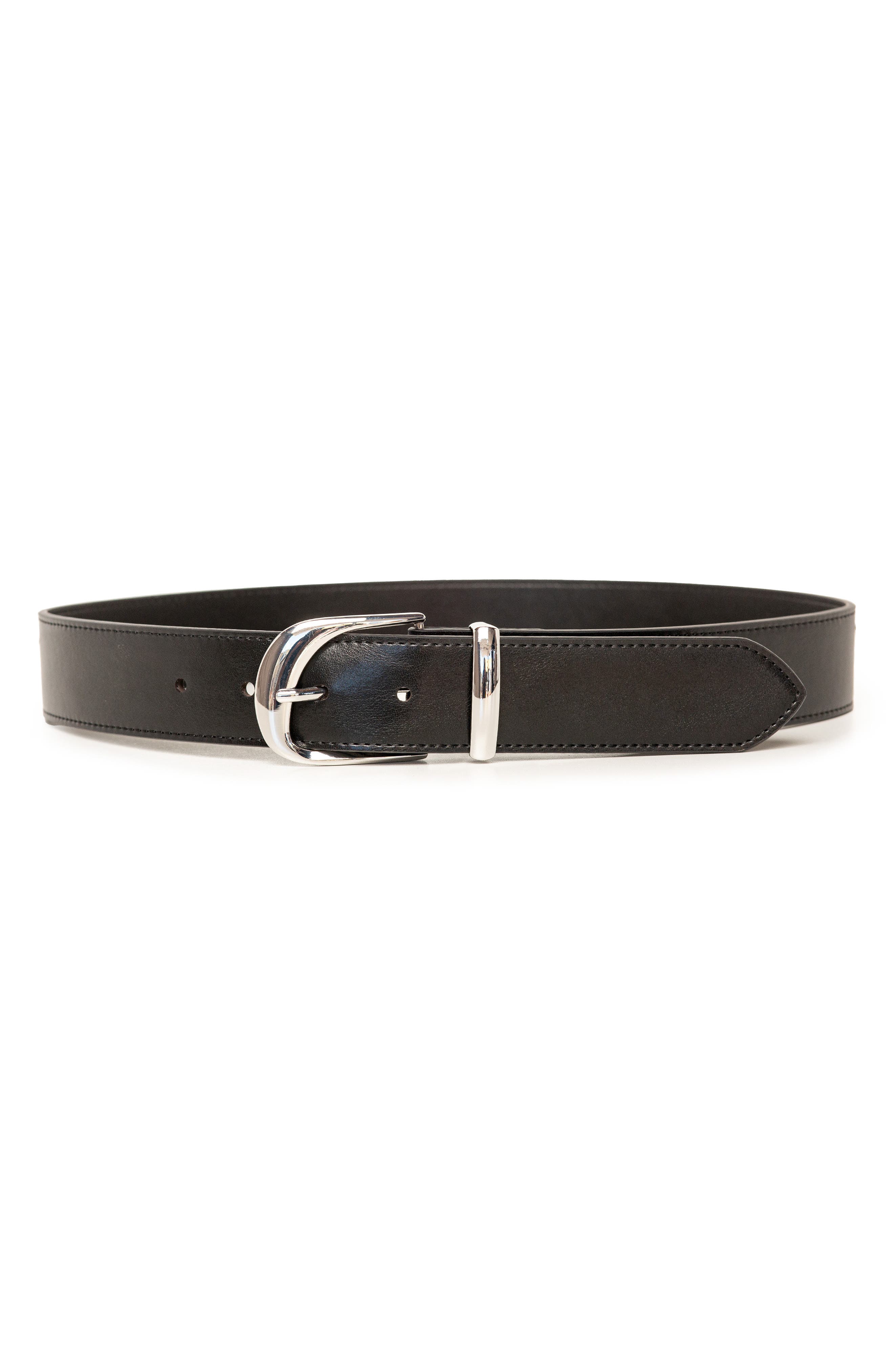 Linea Pelle Arched Buckle Faux Leather Belt