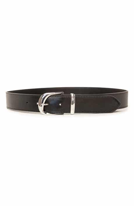 Linea Pelle Arched Buckle Faux Leather Belt