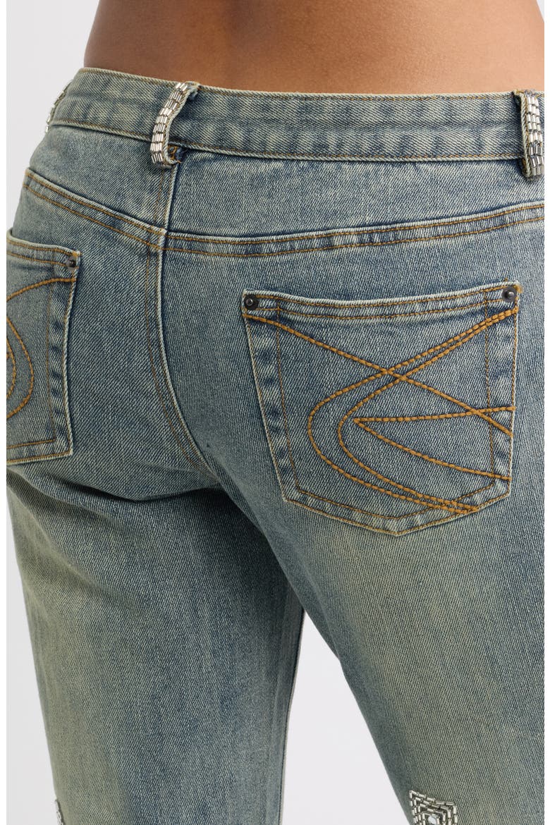 Cooper Beaded Wide Leg Jeans, Alternate, color, DENIM