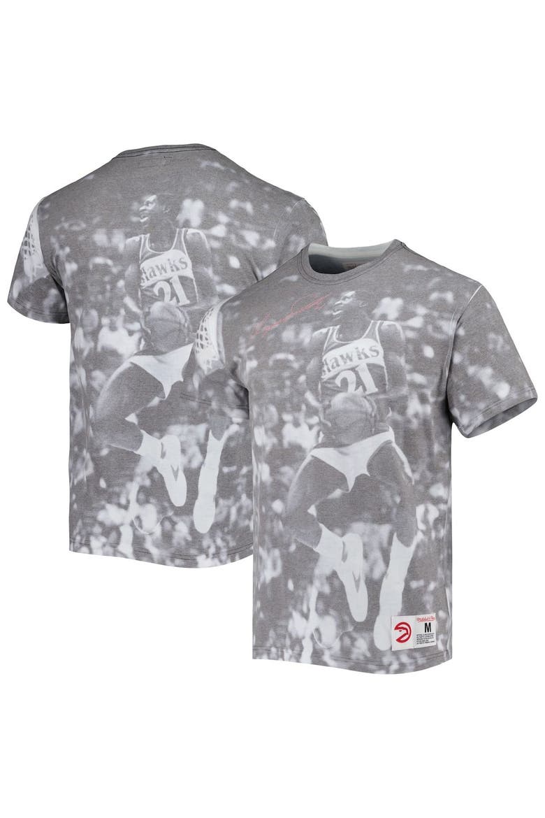 Men's Mitchell & Ness Dominique Wilkins Heather Gray Atlanta Hawks Above The Rim T-Shirt, Main, color, Gray