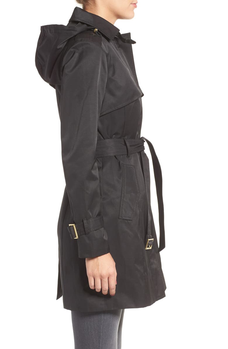 Cole Haan Signature Faux Leather Trim Trench Coat, Alternate, color, 