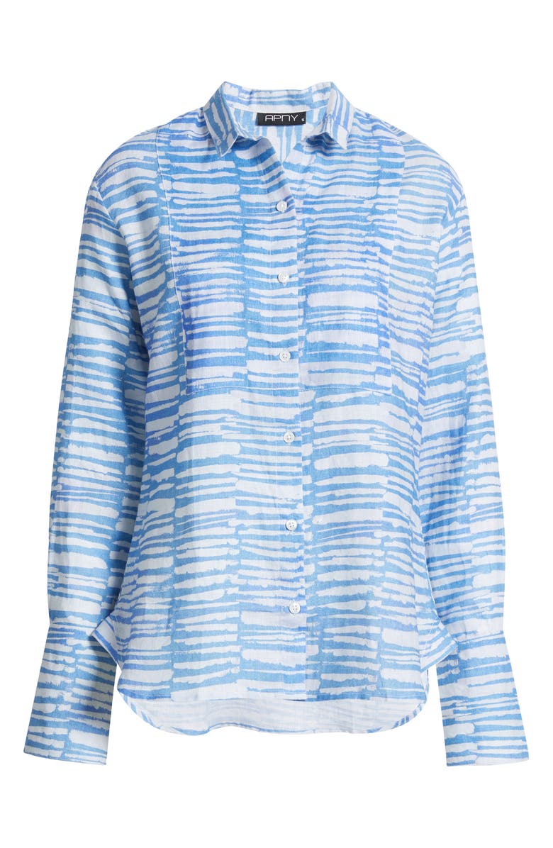 APNY Linen Button-Up Shirt, Main, color, Light Blue Multi