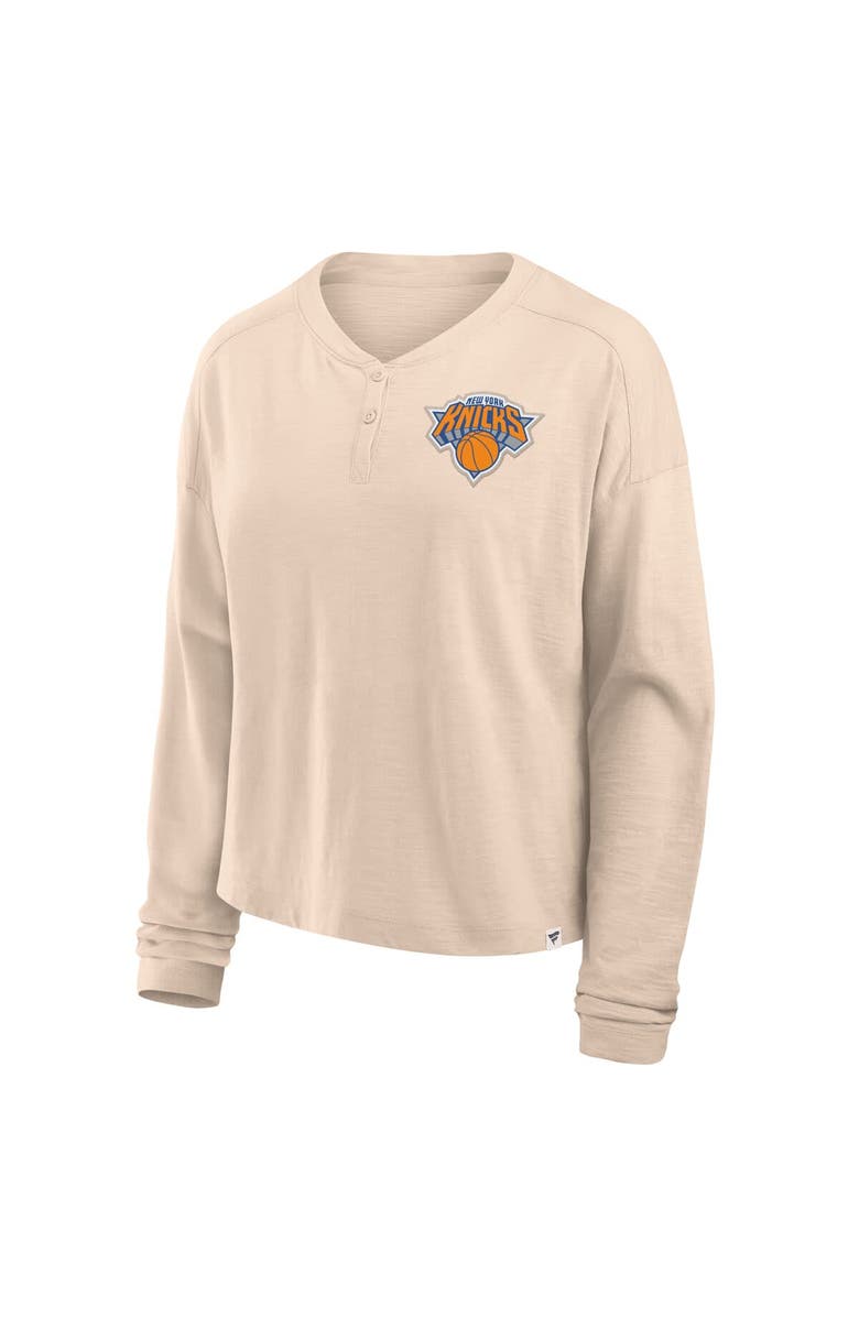 FANATICS Women's Fanatics Natural New York Knicks Boxed Out Drop Fashion Long Sleeve T-Shirt, Alternate, color, 