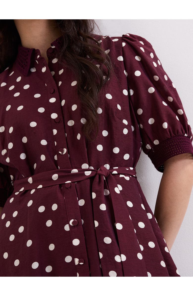 Phase Eight Delphine Printed Puff Sleeve Midi Dress, Alternate, color, Burgundy