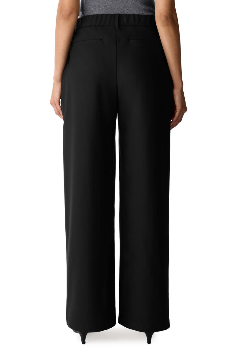 High Waist Wide Leg Wool Trousers, Alternate, color, BLACK