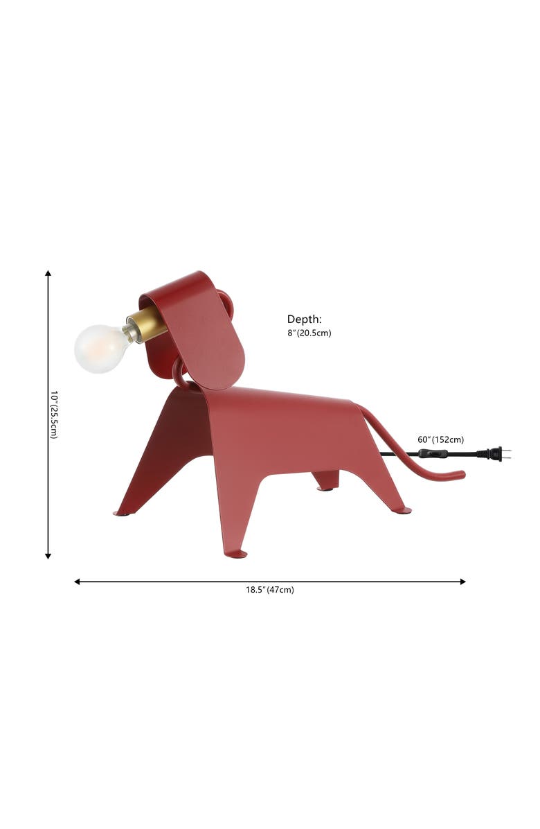 JONATHAN Y Rover Modern Industrial Iron Canine LED Kids' Lamp, Alternate, color, Red