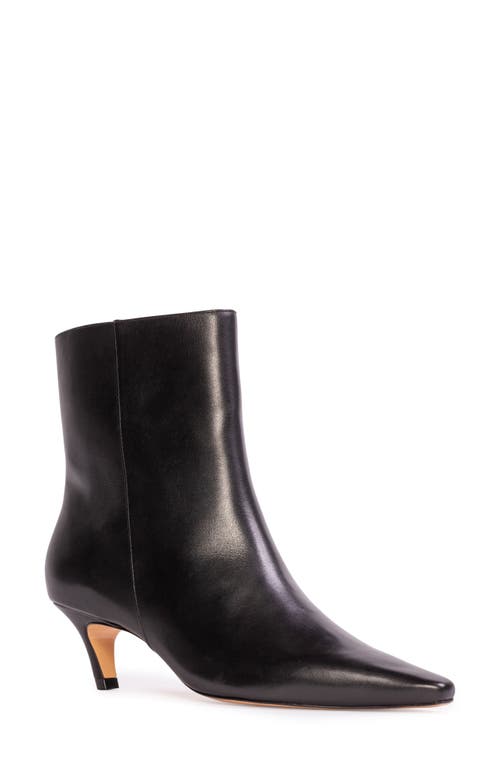Black Suede Studio Avenue 50 Pointed Toe Kitten Heel Bootie In Black Nappa Leather