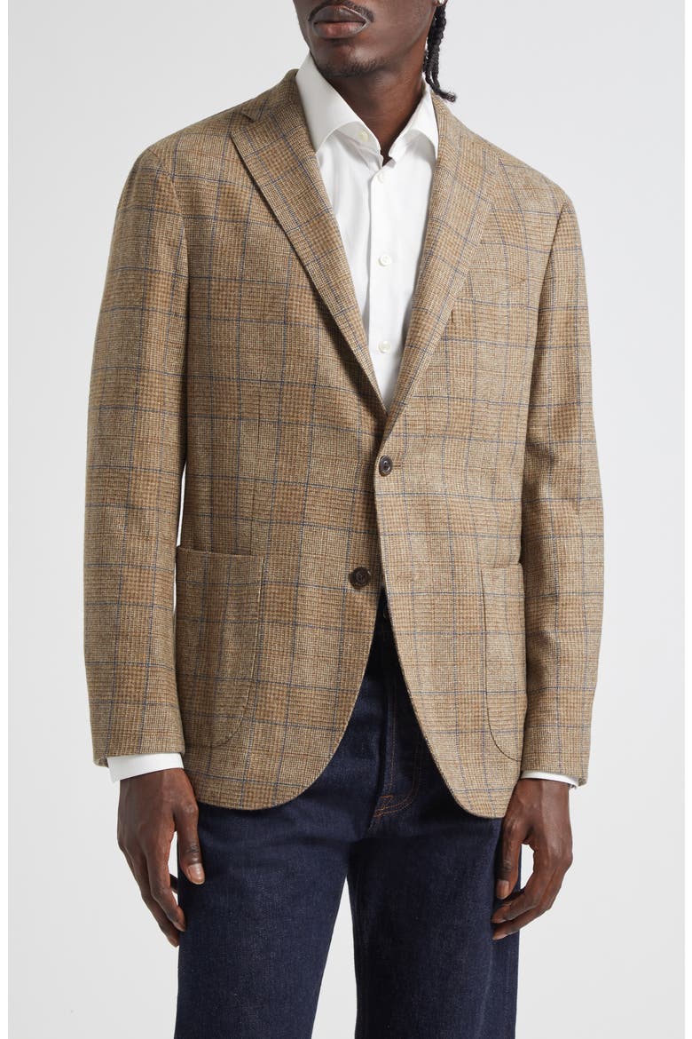 K-Jacket Tan Glen Check Wool Sport Coat, Main, color, BEIGE