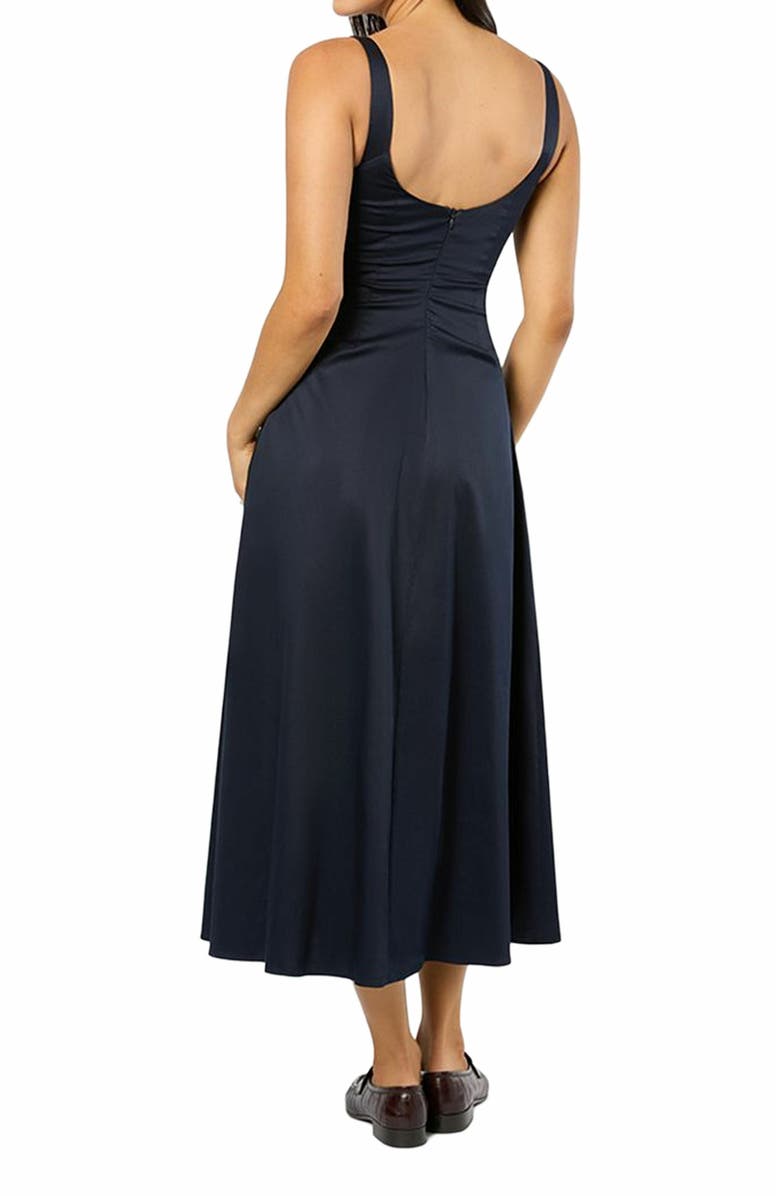 WeWoreWhat Ruched Cup Button Midi Dress, Alternate, color, Navy