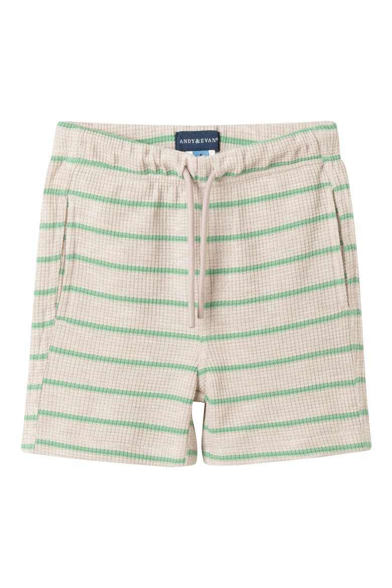 Kids' Waffle Knit Polo & Shorts Set, Alternate, color, OATMEAL STRIPE