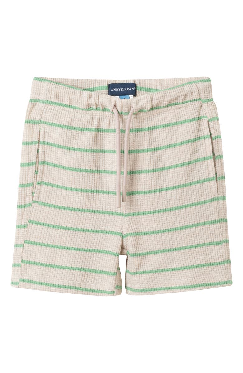 Andy & Evan Kids' Waffle Knit Polo & Shorts Set, Alternate, color, Oatmeal Stripe