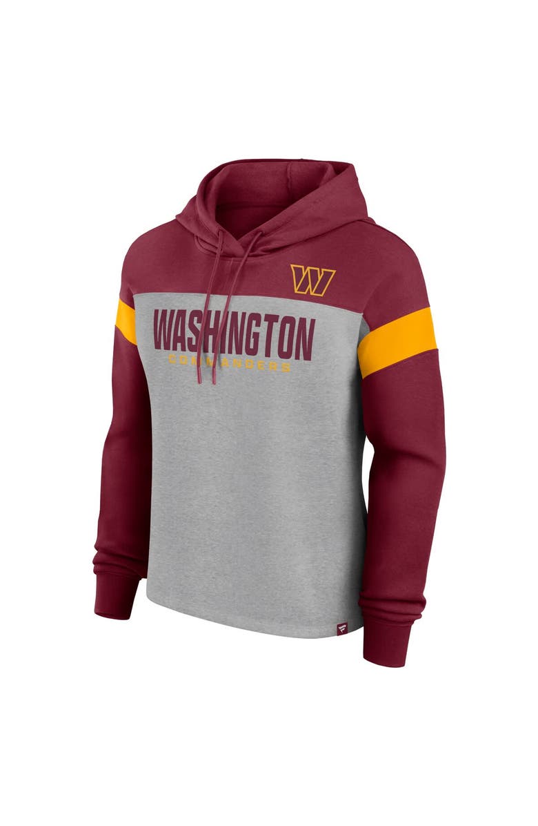 FANATICS Women's Fanatics Heather Gray/Burgundy Washington Commanders Bold Play Call Pullover Hoodie, Alternate, color, Heather Gray