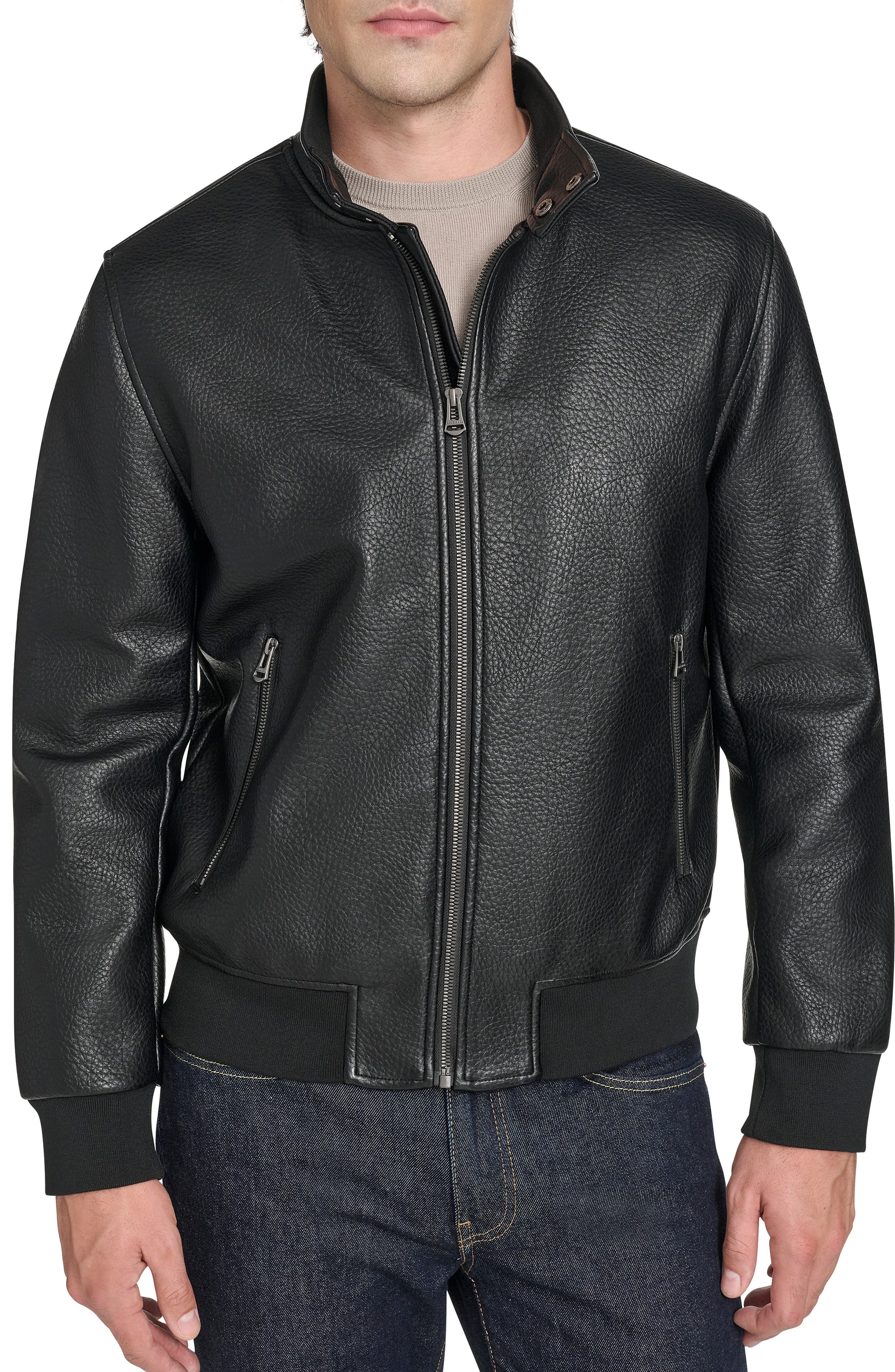 Cole Haan Signature Faux Leather Bomber Jacket